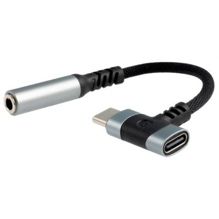 Cabo Conversor Áudio Nanocable 10.24.1207/ USB Tipo-C Macho - Jack 3.5/ USB Tipo-C Fêmea/ 10cm/ Preto