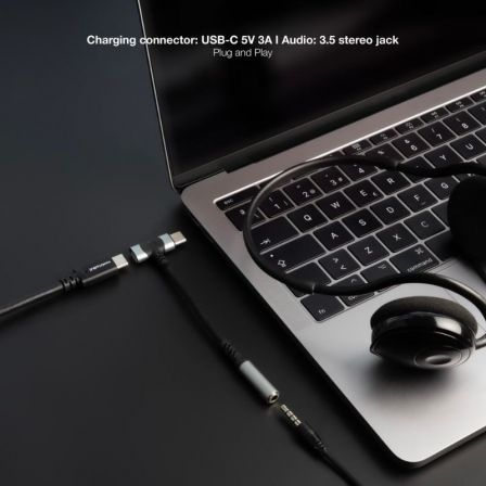 Cabo Conversor Áudio Nanocable 10.24.1207/ USB Tipo-C Macho - Jack 3.5/ USB Tipo-C Fêmea/ 10cm/ Preto - Imagem 3