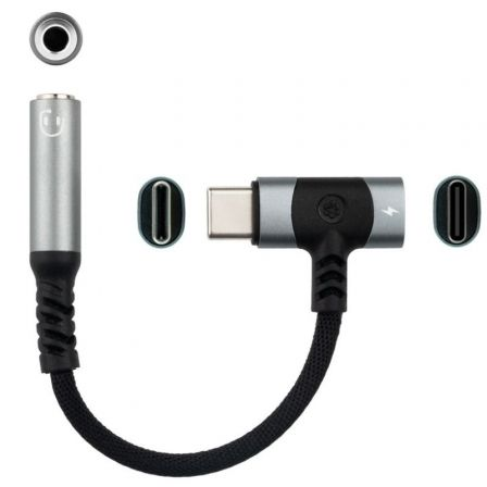 Cabo Conversor Áudio Nanocable 10.24.1207/ USB Tipo-C Macho - Jack 3.5/ USB Tipo-C Fêmea/ 10cm/ Preto - Imagem 2