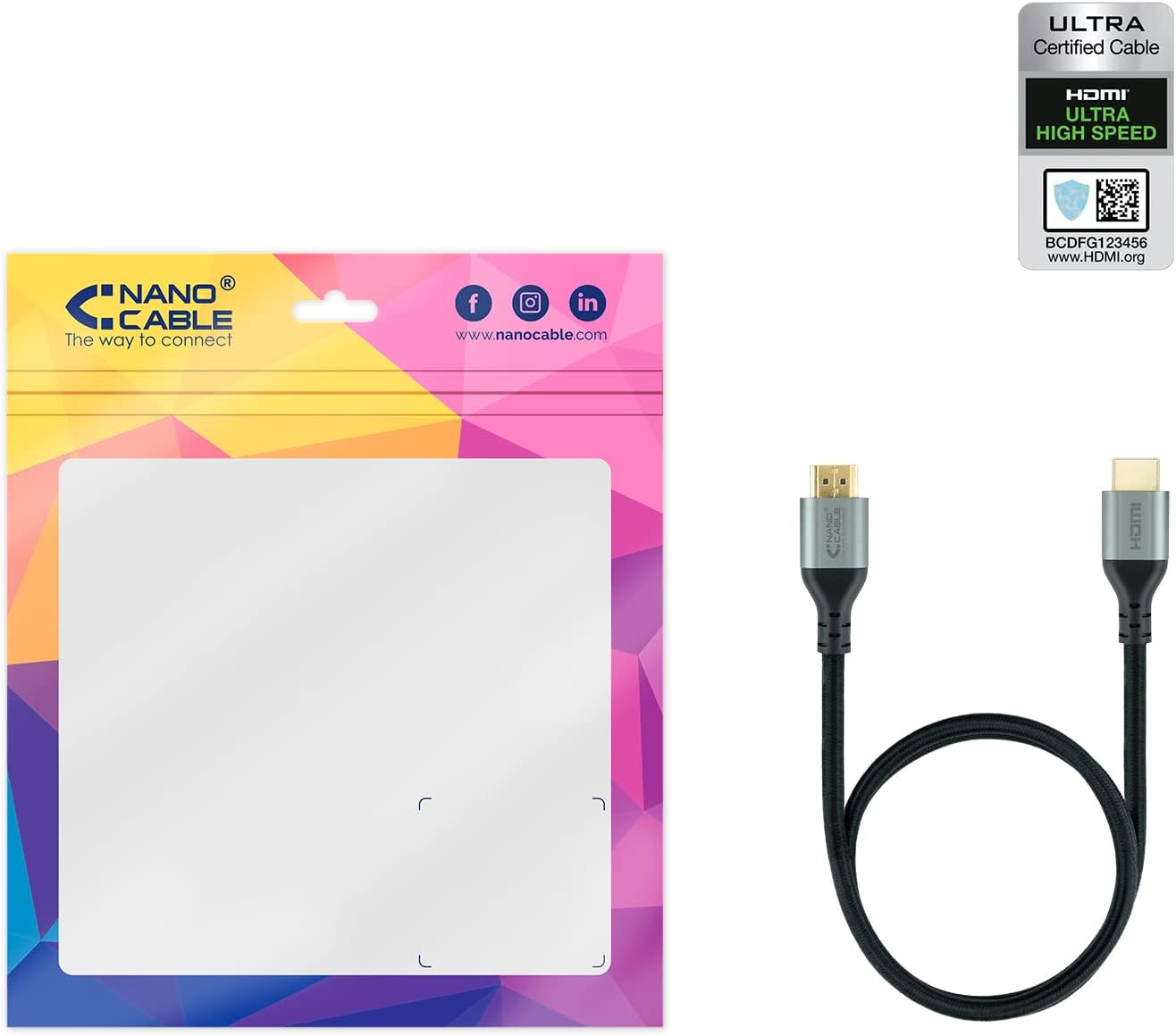 Cabo HDMI 2.1 8K Nanocable 10.15.8102/ HDMI Macho - HDMI Macho/ 2m/ Certificado/ Preto - Imagem 5