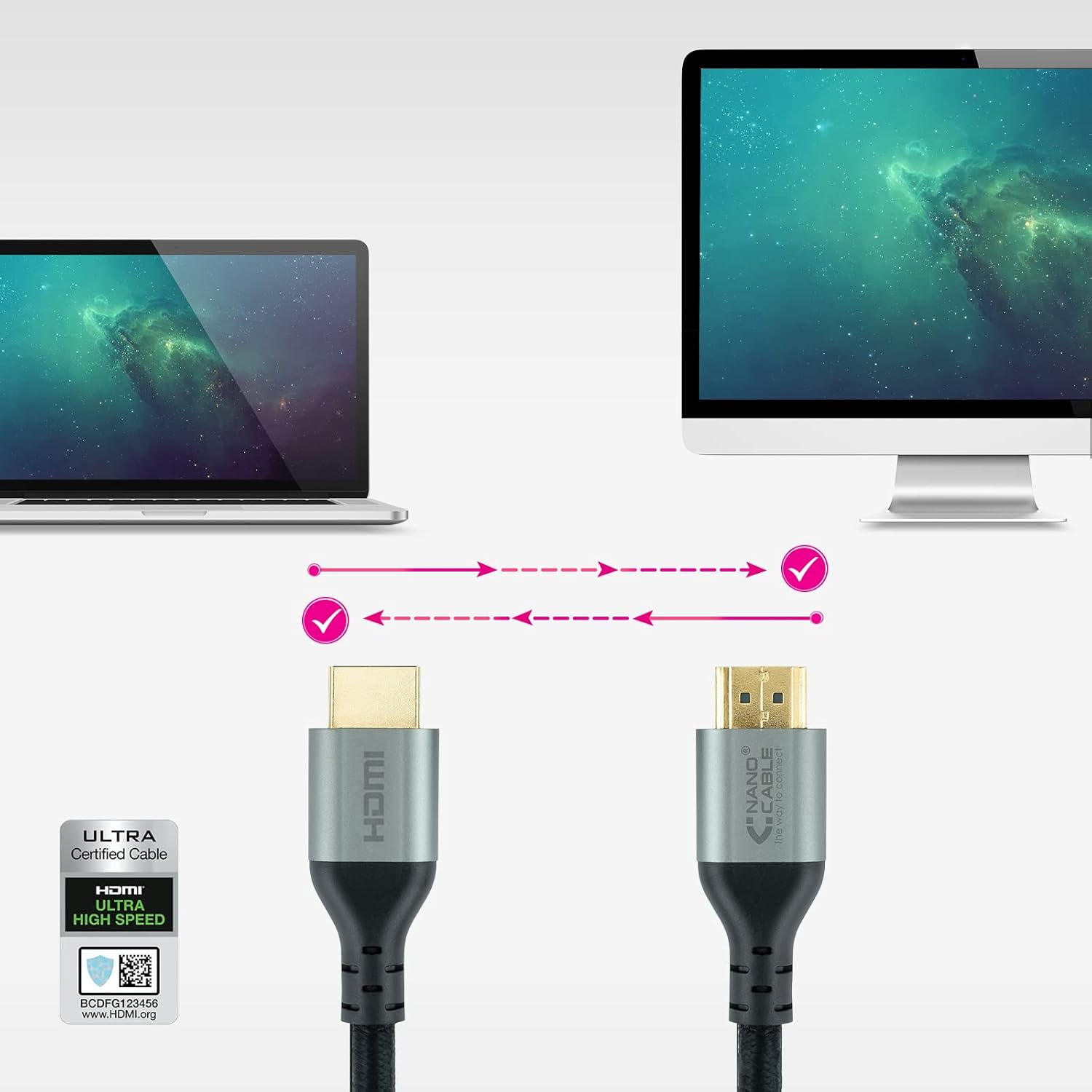 Cabo HDMI 2.1 8K Nanocable 10.15.8102/ HDMI Macho - HDMI Macho/ 2m/ Certificado/ Preto - Imagem 4