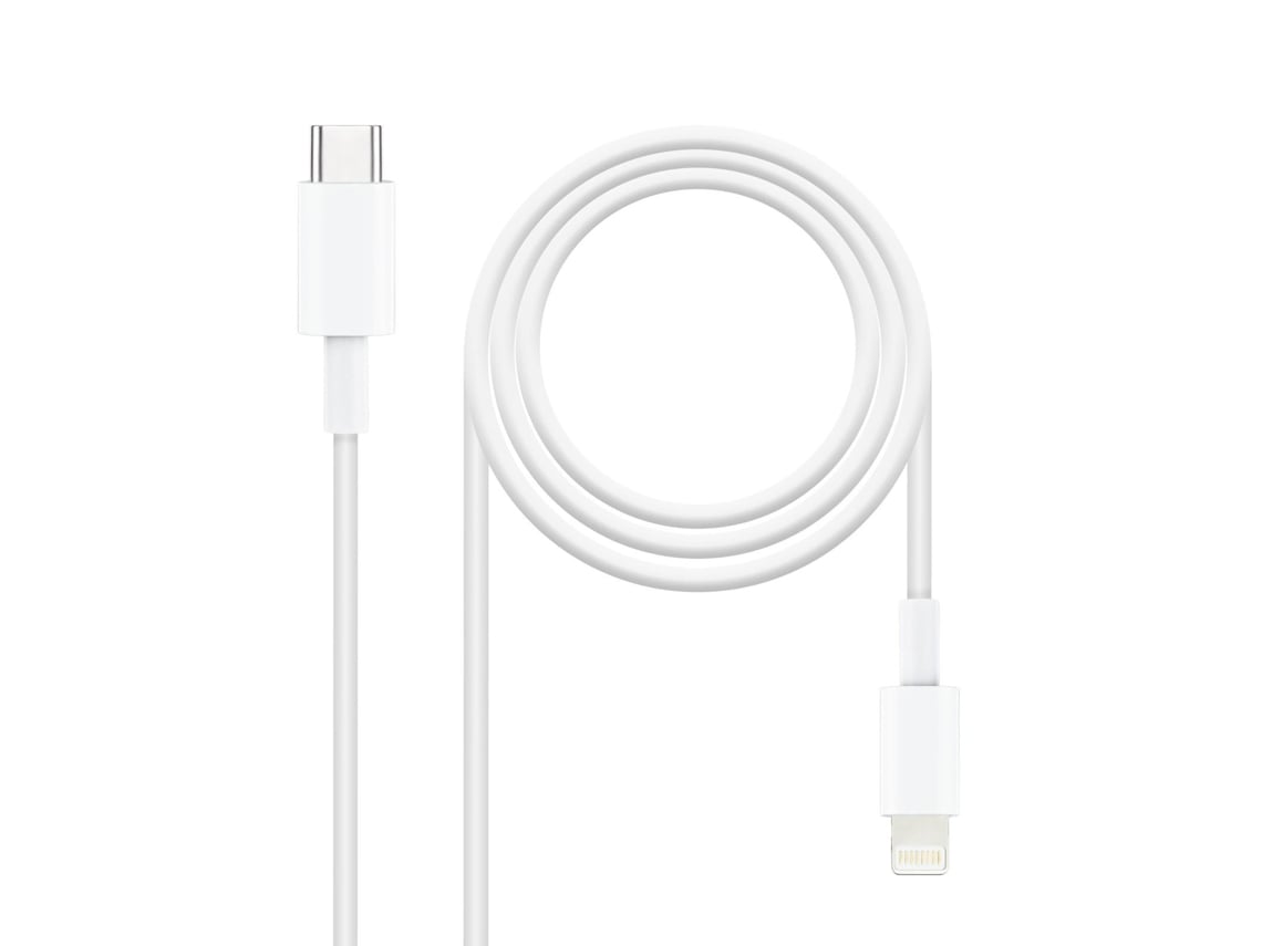 Cabo USB 2.0 Tipo-C Lightning Nanocable 10.10.0600/ USB Tipo-C Macho - Lightning Macho/ 50cm/ Branco - Imagem 2