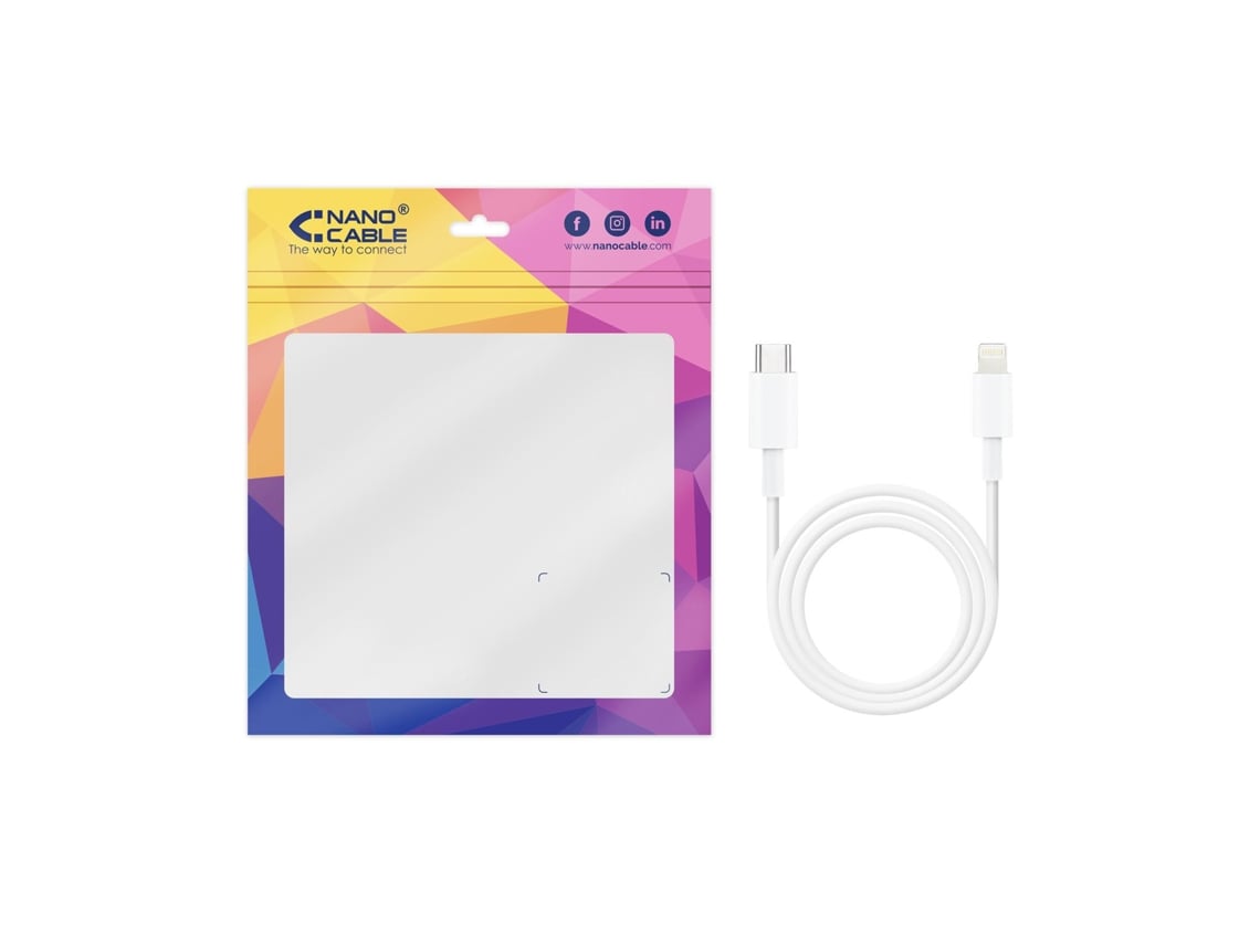 Cabo USB 2.0 Tipo-C Lightning Nanocable 10.10.0601/ USB Tipo-C Macho - Lightning Macho/ 1m/ Branco