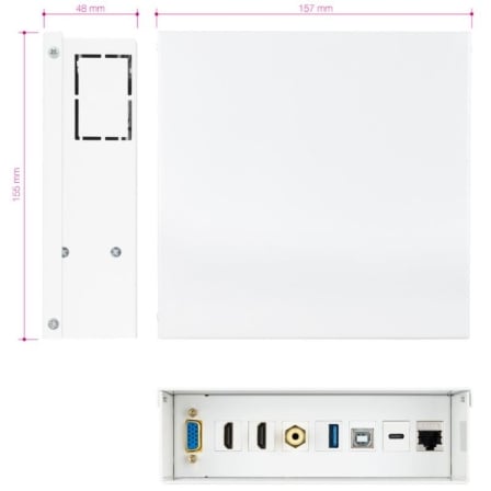 Caixa de Ligações Multimédia Nanocable 10.35.0004 VGA 2x HDMI Jack 3.5 USB-C 10G USB-B 2.0 USB-A 3.0 RJ45 Cat.6A Branco - Imagem 4