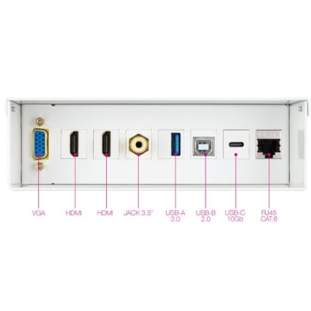 Caixa de Ligações Multimédia Nanocable 10.35.0004 VGA 2x HDMI Jack 3.5 USB-C 10G USB-B 2.0 USB-A 3.0 RJ45 Cat.6A Branco - Imagem 2