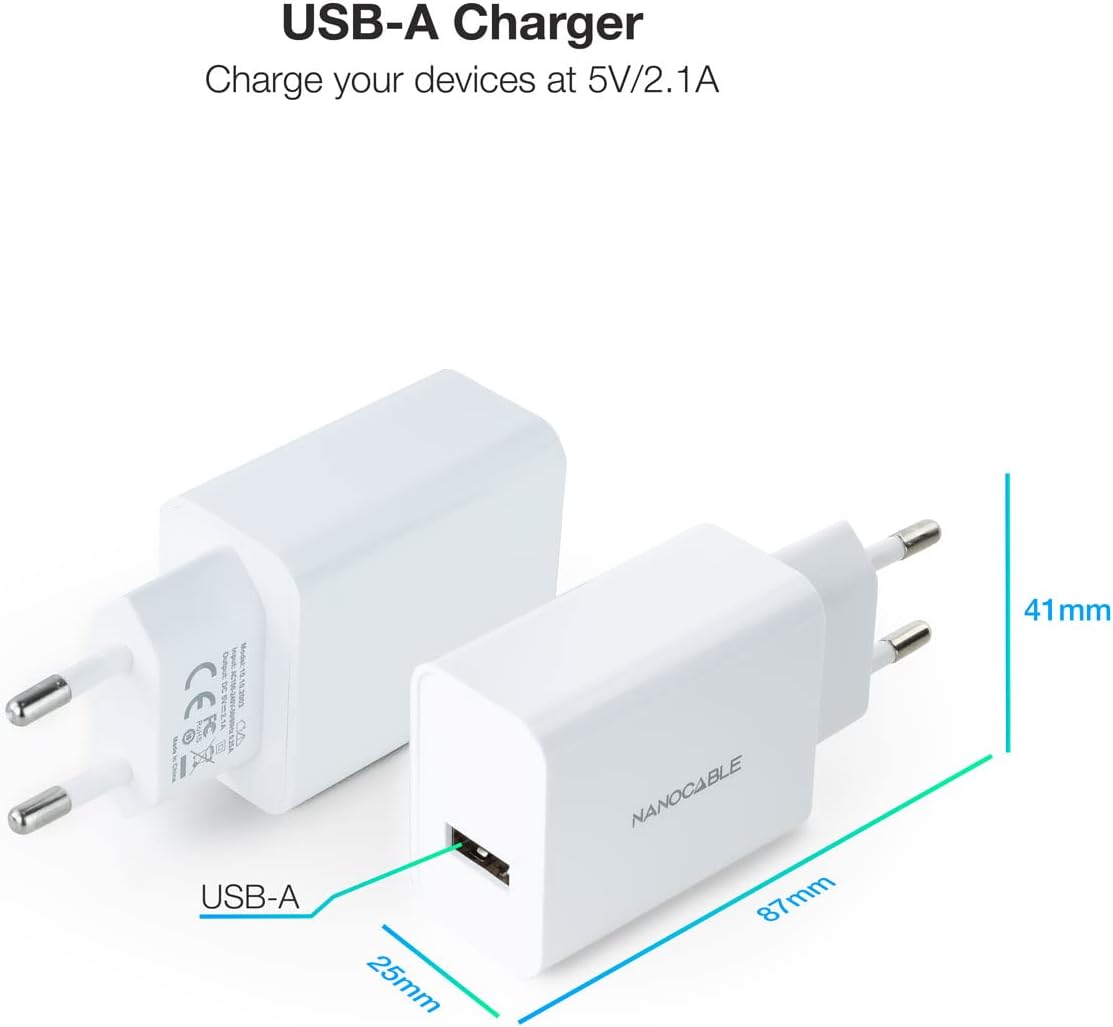 Carregador de Parede Nanocable 10.10.2003/ 1xUSB/ 10W/ Branco - Imagem 2