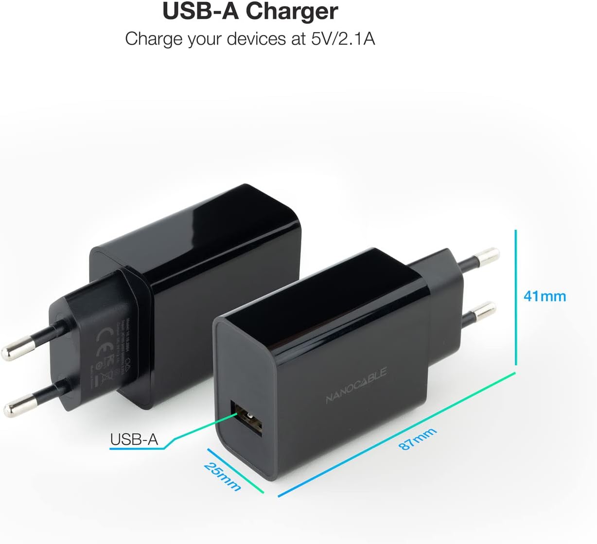 Carregador de Parede Nanocable 10.10.2004/ 1xUSB/ 10W/ Preto - Imagem 2