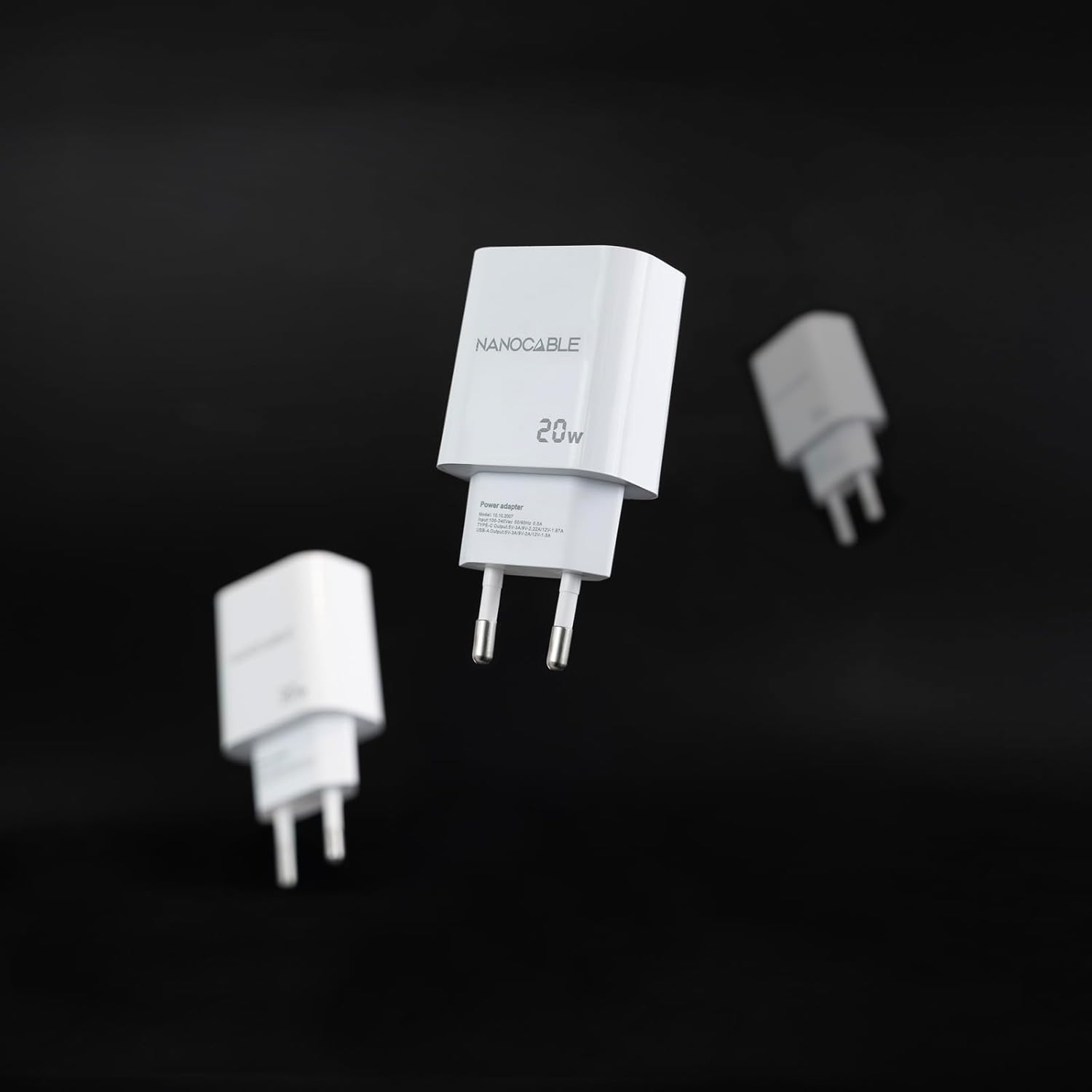 Carregador de Parede Nanocable 10.10.2007/ 1xUSB/ 1xUSB Tipo-C/ 20W/ Branco - Imagem 4