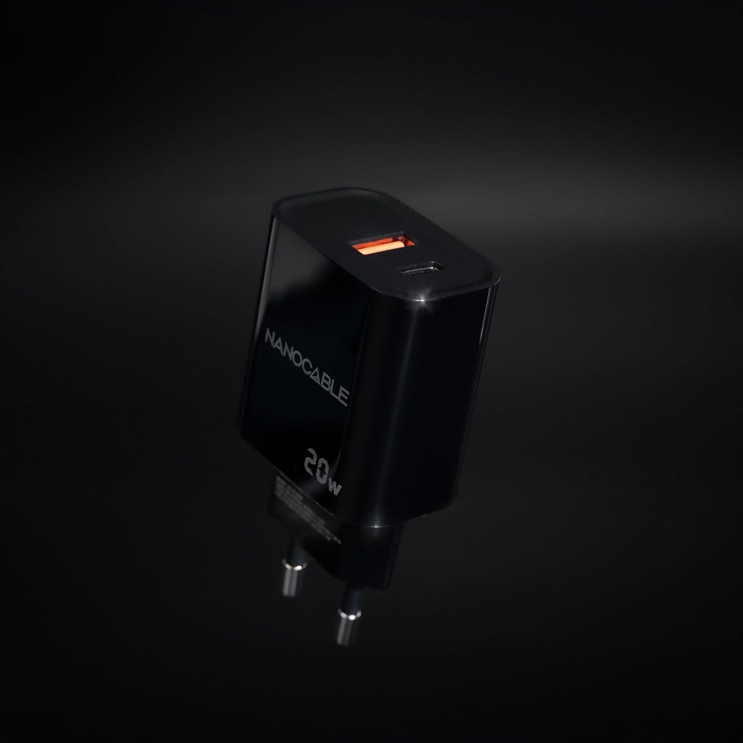 Carregador de Parede Nanocable 10.10.2008/ 1xUSB/ 1xUSB Tipo-C/ 20W/ Preto - Imagem 4