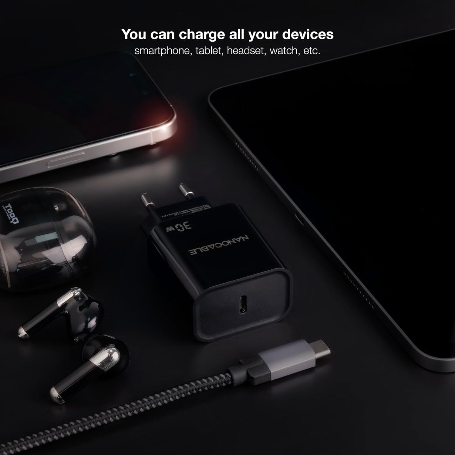 Carregador de Parede Nanocable 10.10.2010/ 1xUSB Tipo-C/ 30W/ Preto - Imagem 3