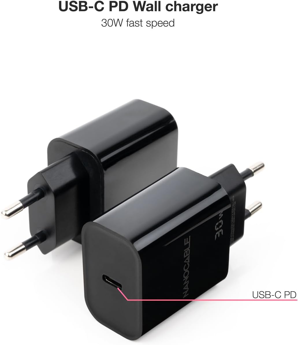 Carregador de Parede Nanocable 10.10.2010/ 1xUSB Tipo-C/ 30W/ Preto - Imagem 2