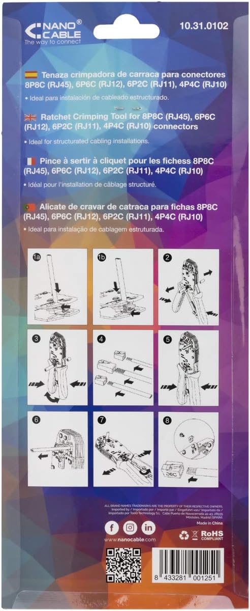 Alicate de Cravar Metálico de Catraca Nanocable 10.31.0102 para RJ10-RJ11-RJ12-RJ45 - Imagem 5