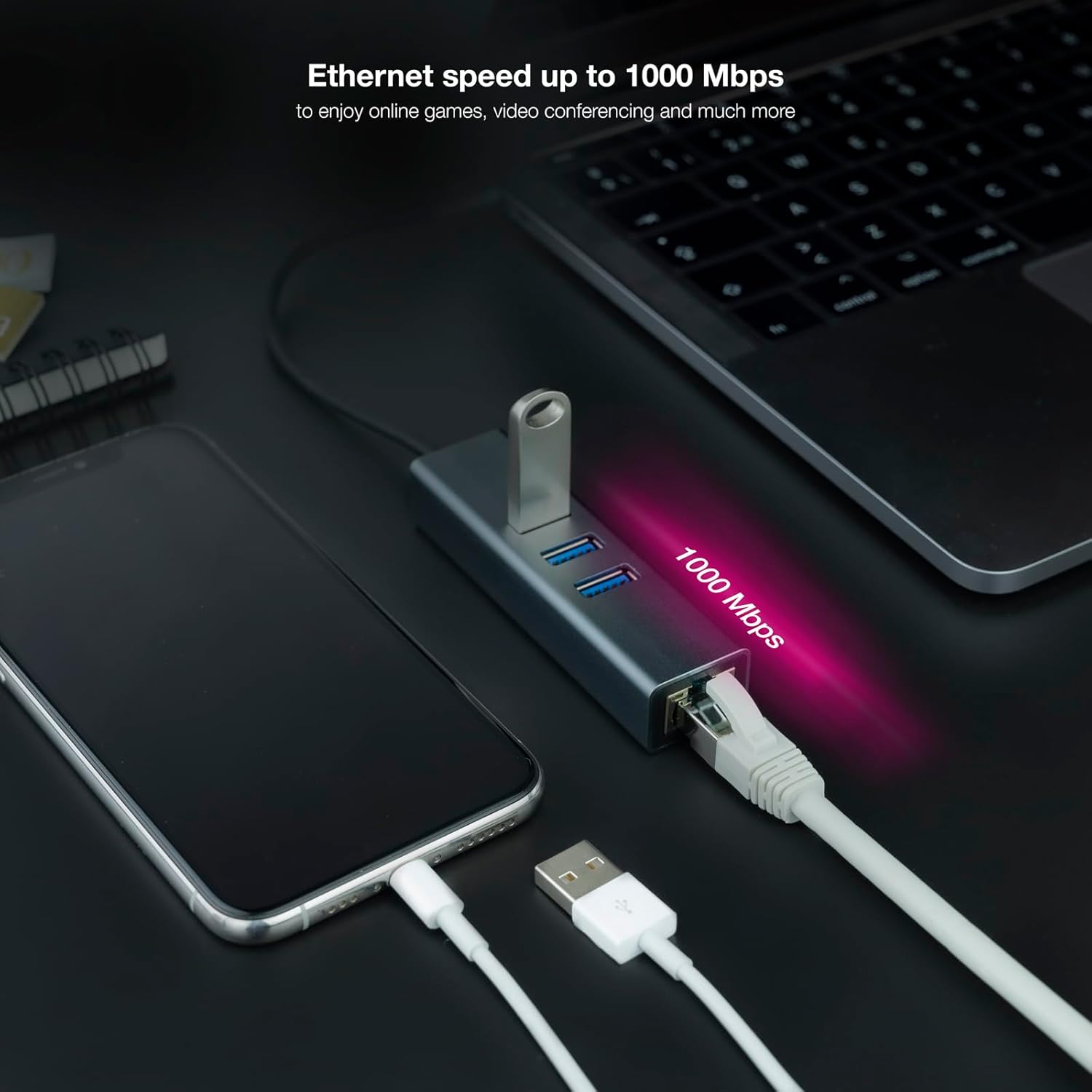 Hub USB + USB Tipo-C 3.0 Nanocable 10.03.0412/ 3xUSB/ 1xRJ45/ Cinzento - Imagem 4