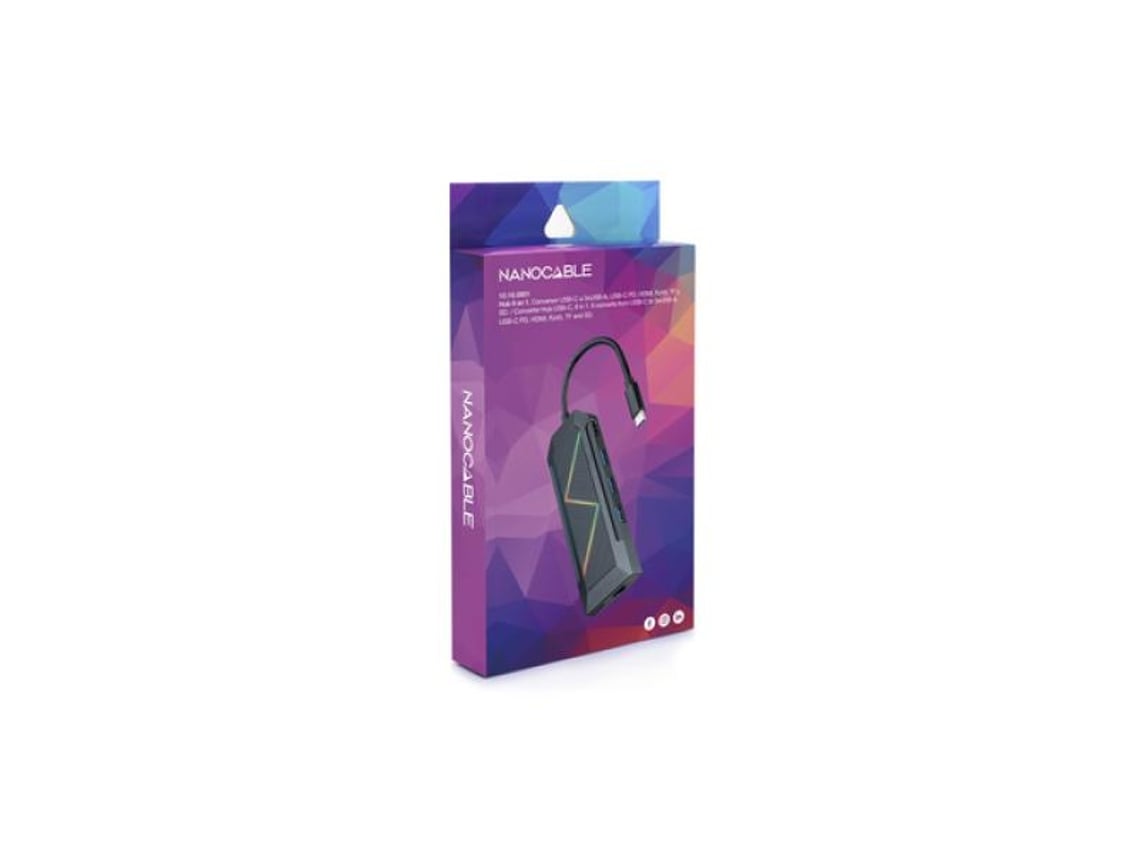 Docking USB Tipo-C Nanocable 10.16.0801/ 3xUSB/ 1xUSB Tipo-C PD/ 1xHDMI/ 1xRJ45/ 1xLeitor de Cartões SD TF - Imagem 3