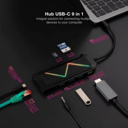 Docking USB Tipo-C Nanocable 10.16.0901/ 3xUSB/ 1xUSB Tipo-C PD/ 1xHDMI/ 1xRJ45/ 1xLeitor de Cartões SD TF/ Áudio - Imagem 3