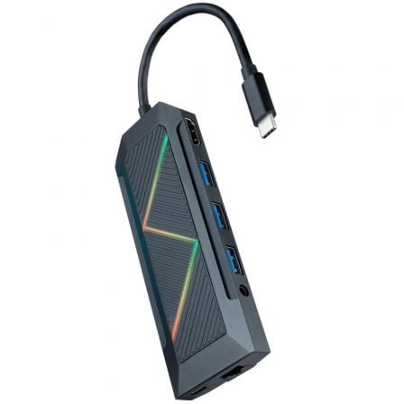 Docking USB Tipo-C Nanocable 10.16.0901/ 3xUSB/ 1xUSB Tipo-C PD/ 1xHDMI/ 1xRJ45/ 1xLeitor de Cartões SD TF/ Áudio