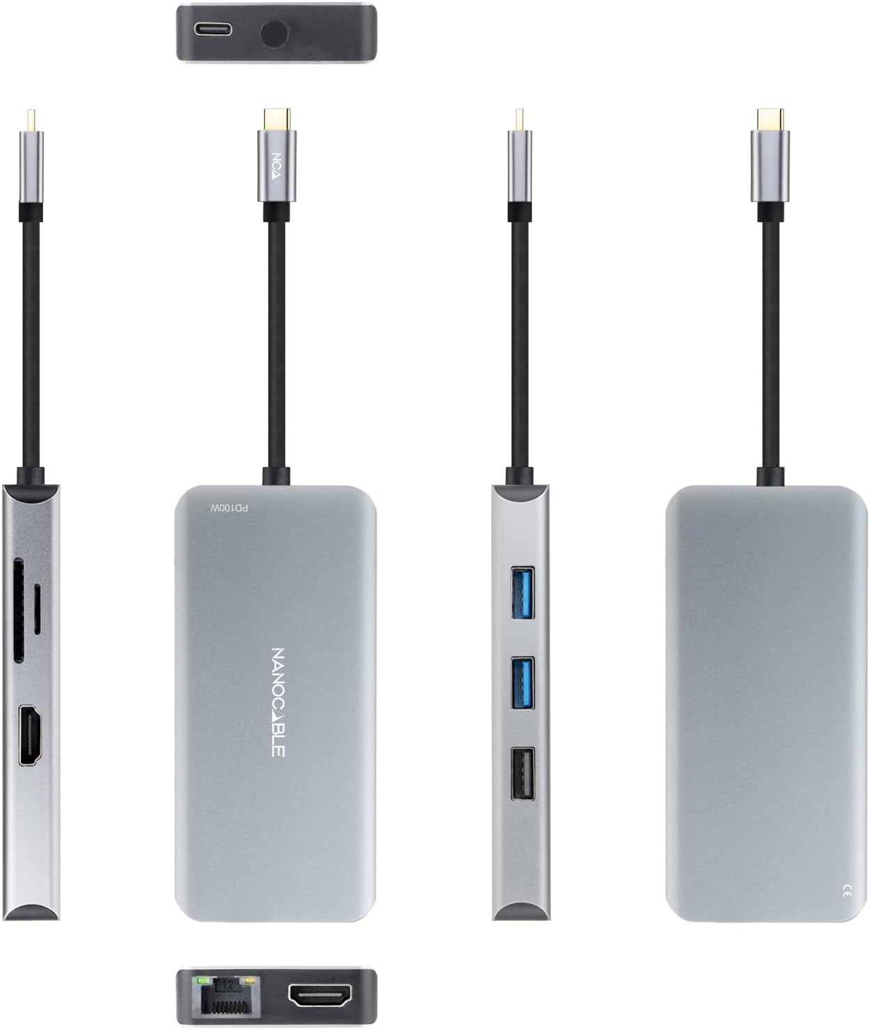Docking Tipo-C Nanocable 10.16.1009/ 3x USB/ 2x HDMI 4K/ 1x RJ45/ 1x Leitor de Cartões/ 1x USB Tipo-C PD/ Cinzento - Imagem 2