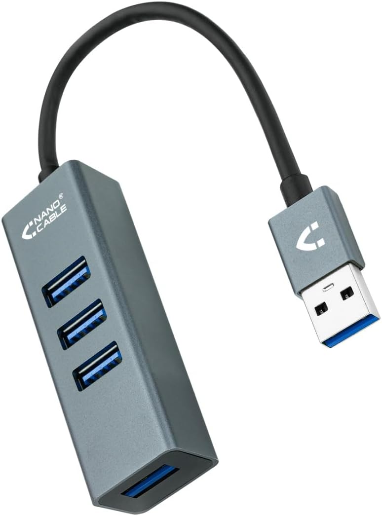 Hub USB 3.0 Nanocable 10.16.4402/ 4xUSB/ Cinzento