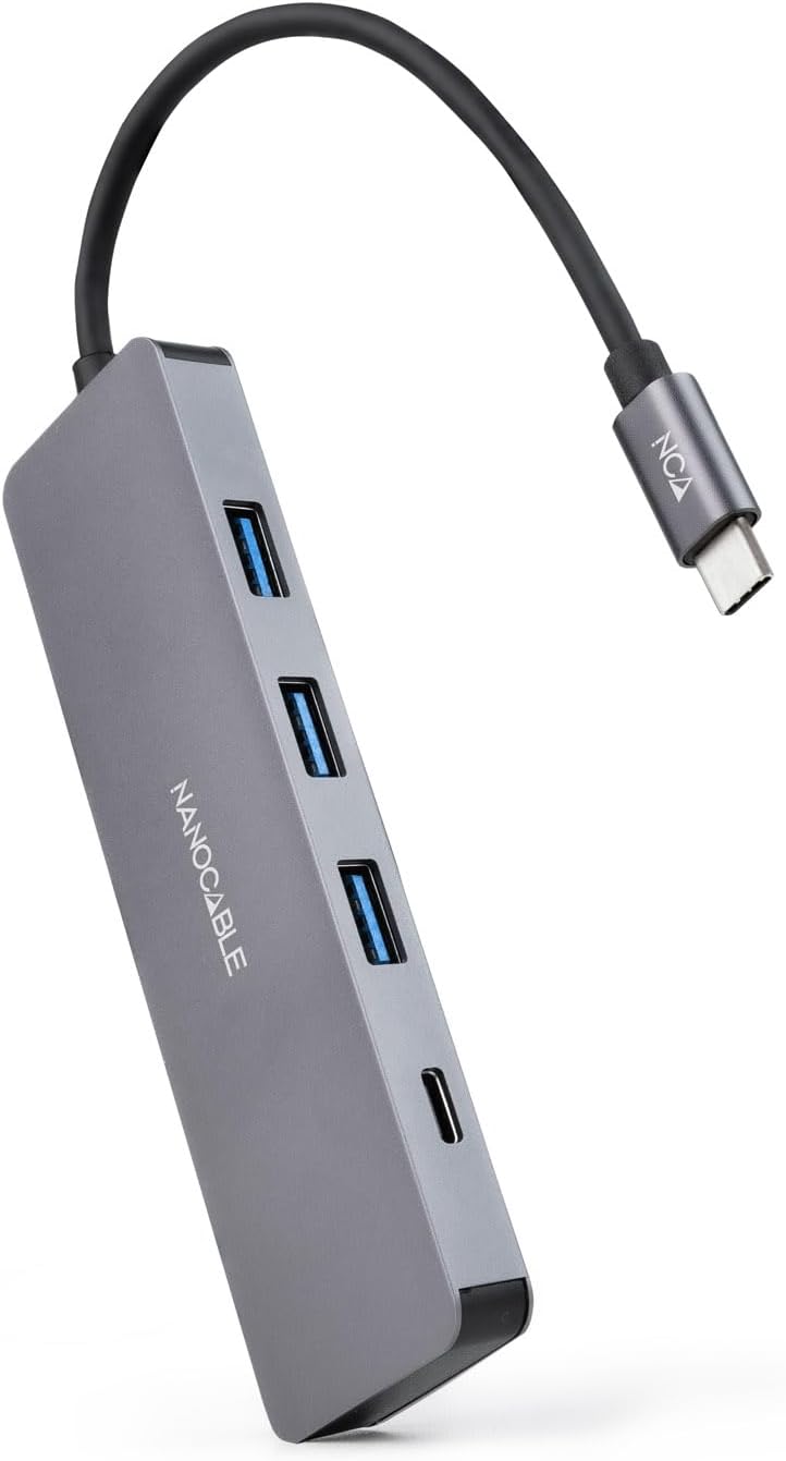 Hub USB Tipo-C Nanocable 10.16.4409/ 3xUSB/ 1xUSB Tipo-C/ Cinzento
