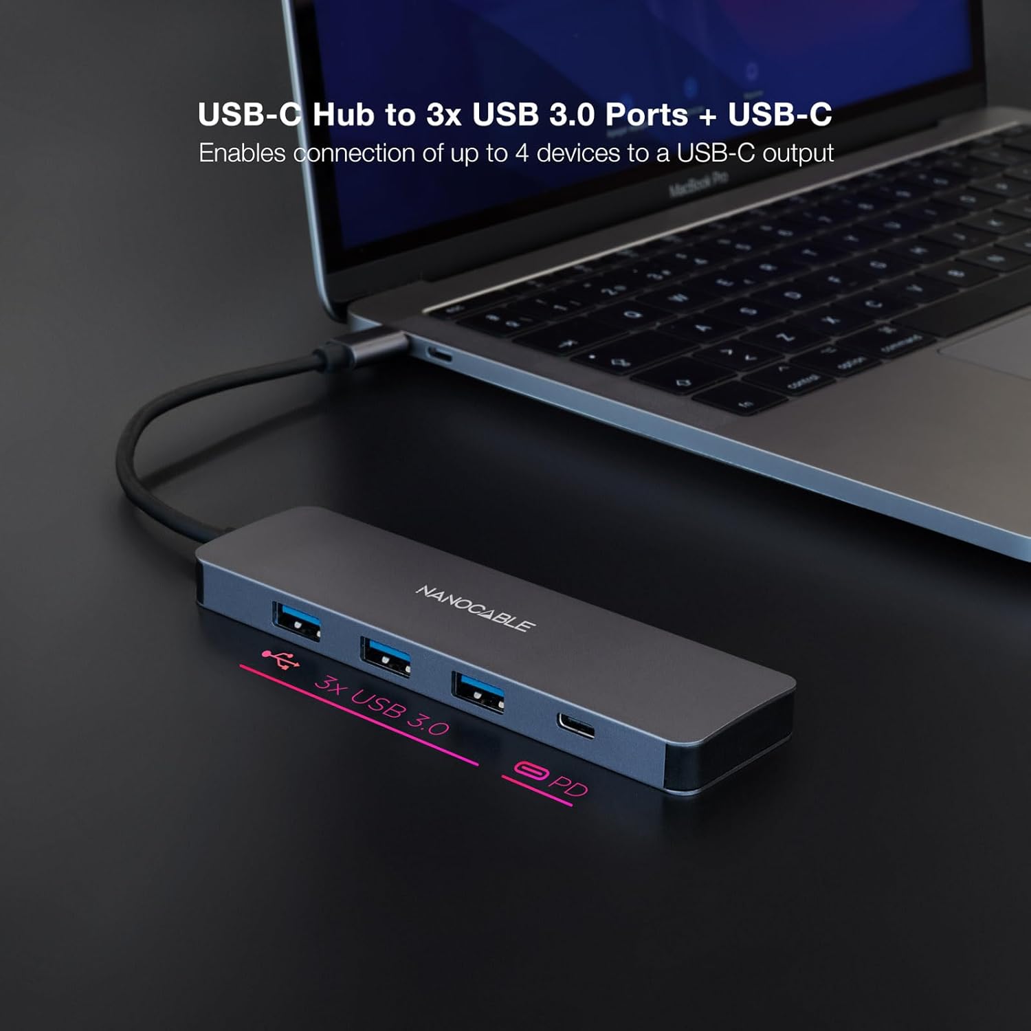 Hub USB Tipo-C Nanocable 10.16.4409/ 3xUSB/ 1xUSB Tipo-C/ Cinzento - Imagem 3