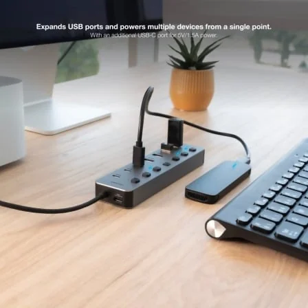 Hub USB Nanocable 10.16.4510 4x USB-A + 3x USB-C 3.0 Conector USB-A/C 5Gbps Cinzento - Imagem 4