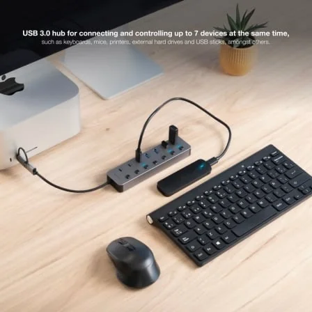 Hub USB Nanocable 10.16.4510 4x USB-A + 3x USB-C 3.0 Conector USB-A/C 5Gbps Cinzento - Imagem 3