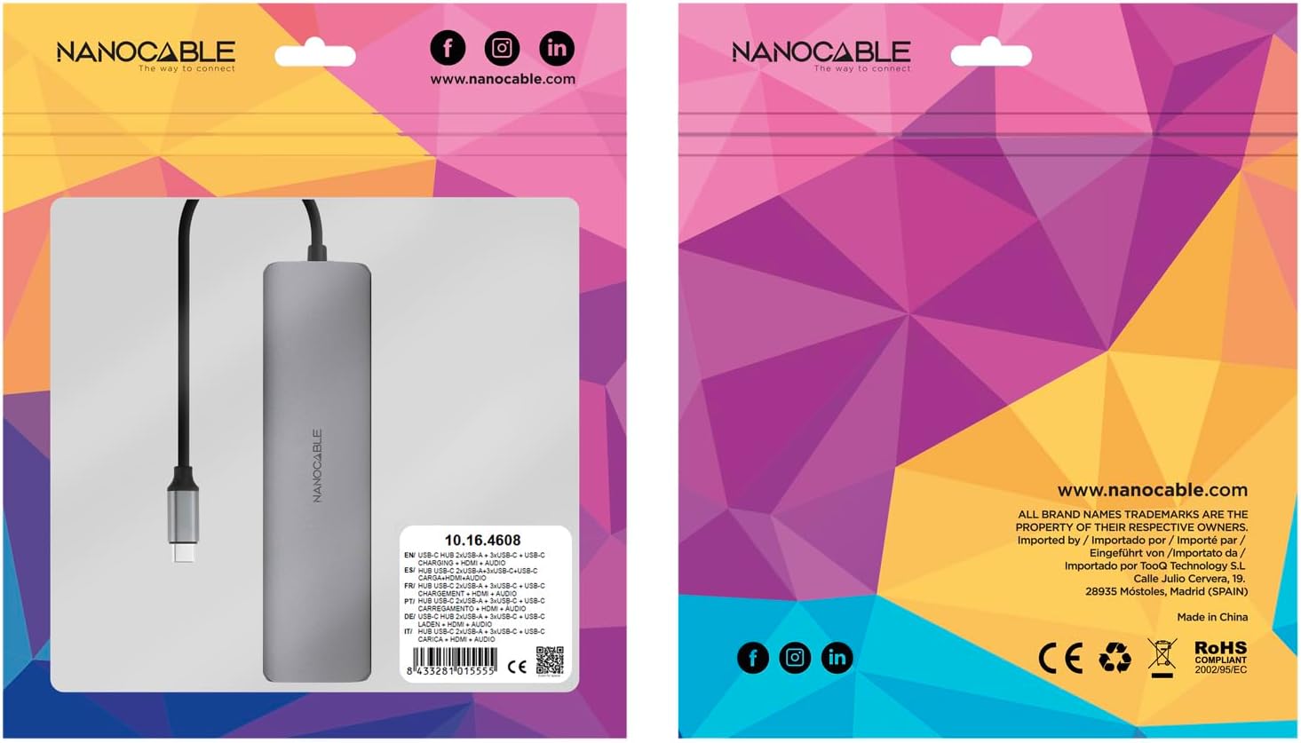 Docking Tipo-C Nanocable 10.16.4608/ 2xUSB/ 3xUSB Tipo-C/ 1xHDMI 4K/ 1xJack 3.5/ 1xUSB Tipo-C PD/ Cinzento - Imagem 5