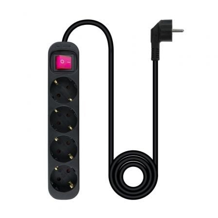 Ficha Múltipla com Interruptor Nanocable 10.37.0004-BK/ 4 Tomadas de Corrente/ Cabo 1.4m/ Preto - Imagem 2