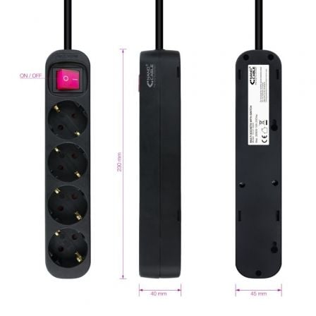 Ficha Múltipla com Interruptor Nanocable 10.37.0004-BK/ 4 Tomadas de Corrente/ Cabo 1.4m/ Preto - Imagem 3