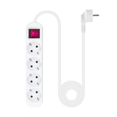 Régua de Tomadas com Interruptor Nanocable 10.37.0004/ 4 Tomadas elétricas/ Cabo 1.4m/ Branca - Imagem 2