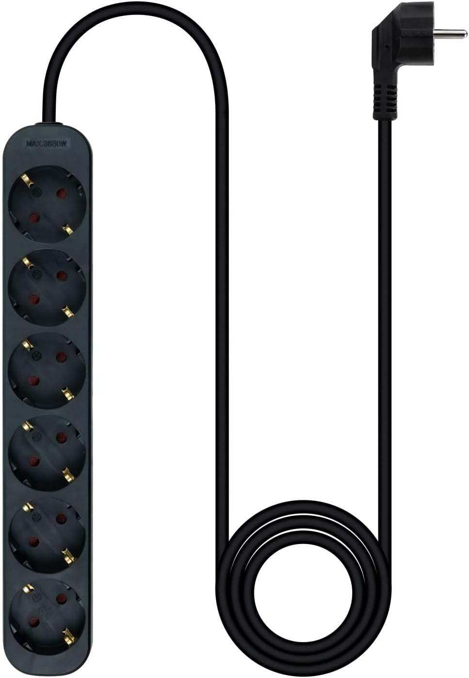 Reglete Nanocable 10.37.0006-NS-BK/ 6 Tomadas de Corrente/ Cabo 1.4m/ Preto - Imagem 2