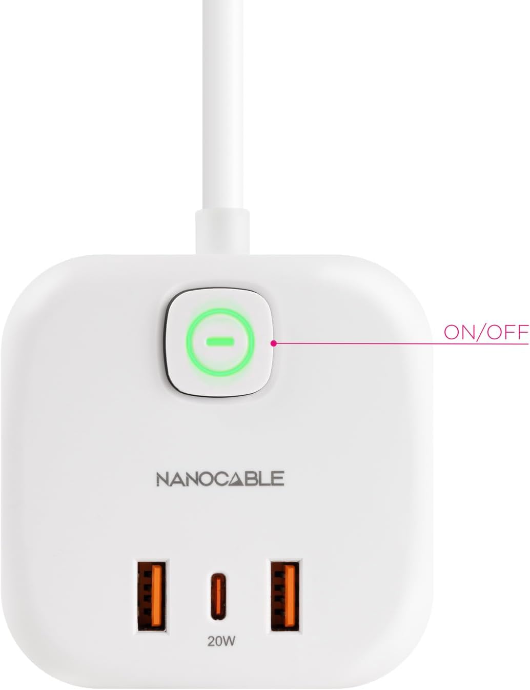 Régua Nanocable 10.37.0011/ 3 Tomadas de corrente/ 2 USB - 1 USB Tipo-C/ Cabo 1.4m/ Branca - Imagem 3