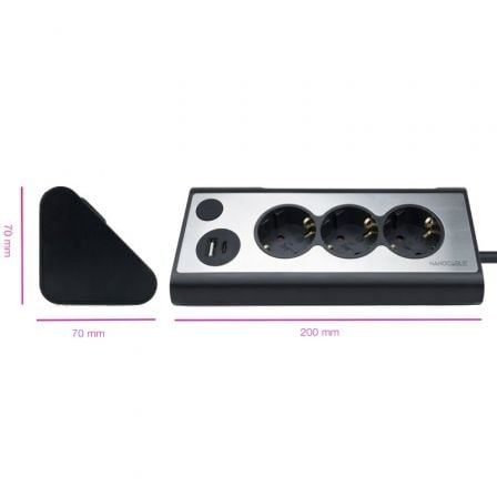 Régua com Interruptor Nanocable 10.37.0013-BK/ 3 Tomadas/ 1 USB/ 1 USB Tipo C/ Cabo 1.5m/ Preto - Imagem 2