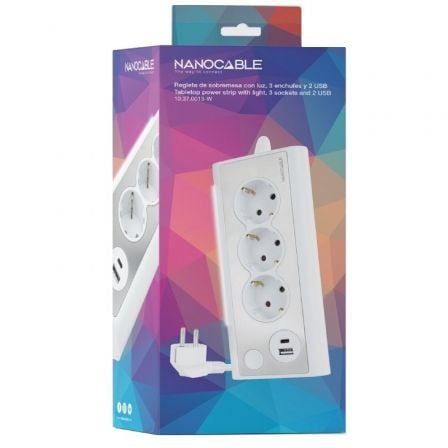 Régua de Extensão com Interruptor Nanocable 10.37.0013-W/ 3 Tomadas de Corrente/ 1 USB/ 1 USB Tipo-C/ Cabo 1.5m/ Branca - Imagem 4