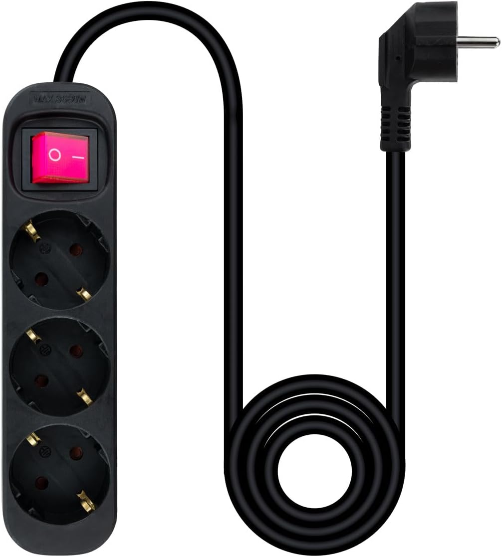 Régua com Interruptor Nanocable 10.38.0003-BK/ 3 Tomadas de Corrente/ Cabo 1.4m/ Preta - Imagem 2