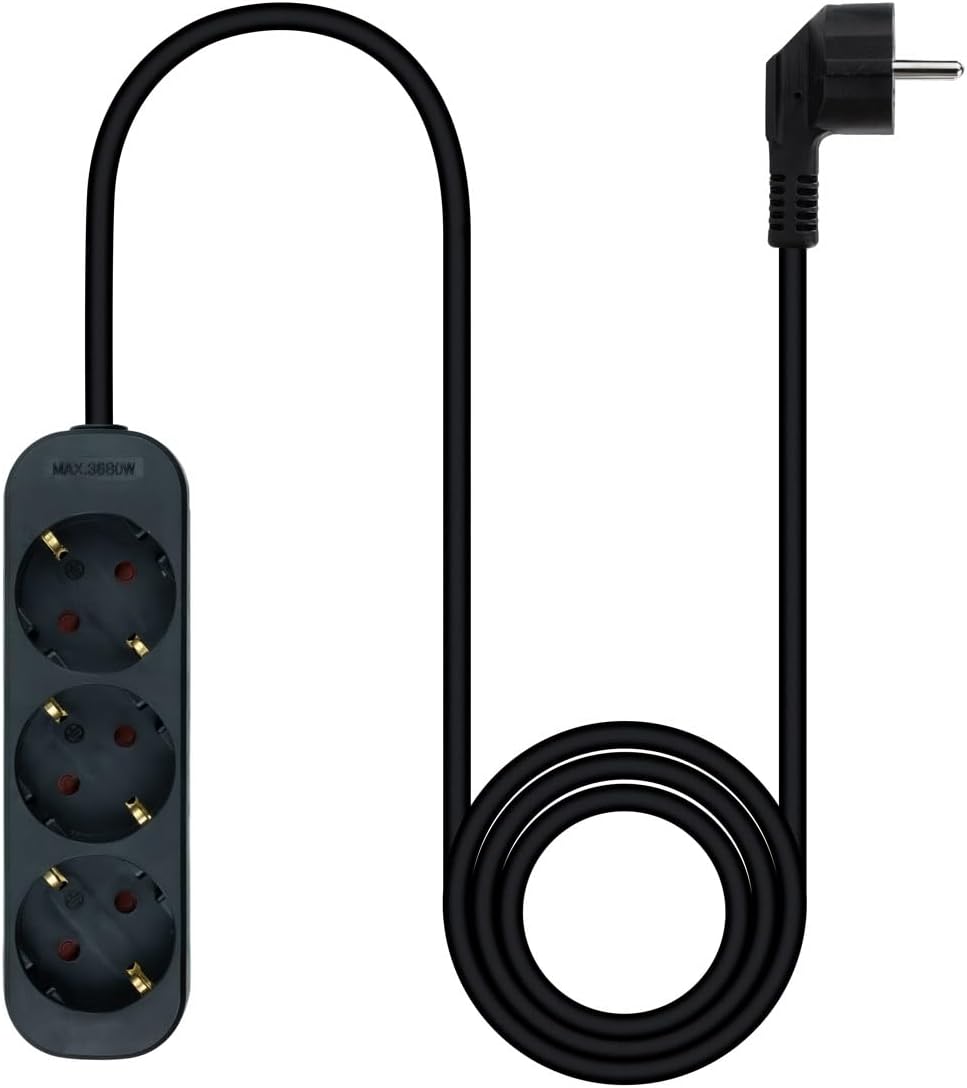 Régua Nanocable 10.38.0003-NS-BK/ 3 Tomadas de Corrente/ Cabo 1.4m/ Preta - Imagem 2