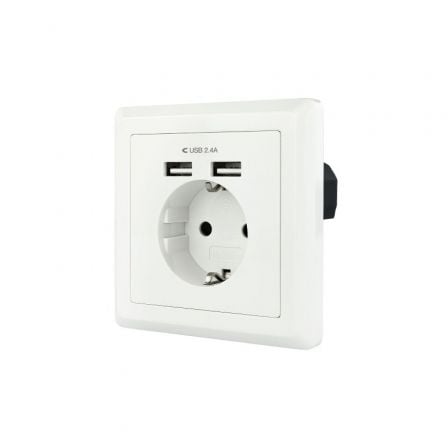 Roseta de Parede Nanocable 10.35.0010/ 1 Schuko/ 2 USB