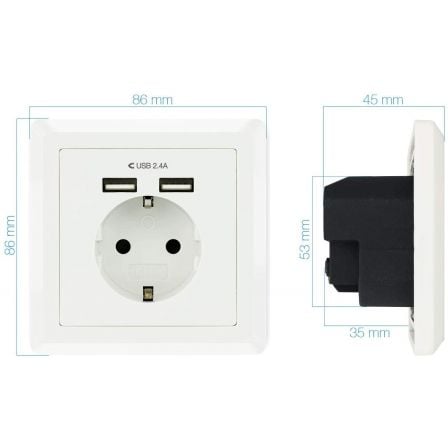 Roseta de Parede Nanocable 10.35.0010/ 1 Schuko/ 2 USB - Imagem 2