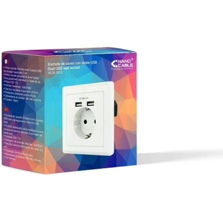 Roseta de Parede Nanocable 10.35.0010/ 1 Schuko/ 2 USB - Imagem 5