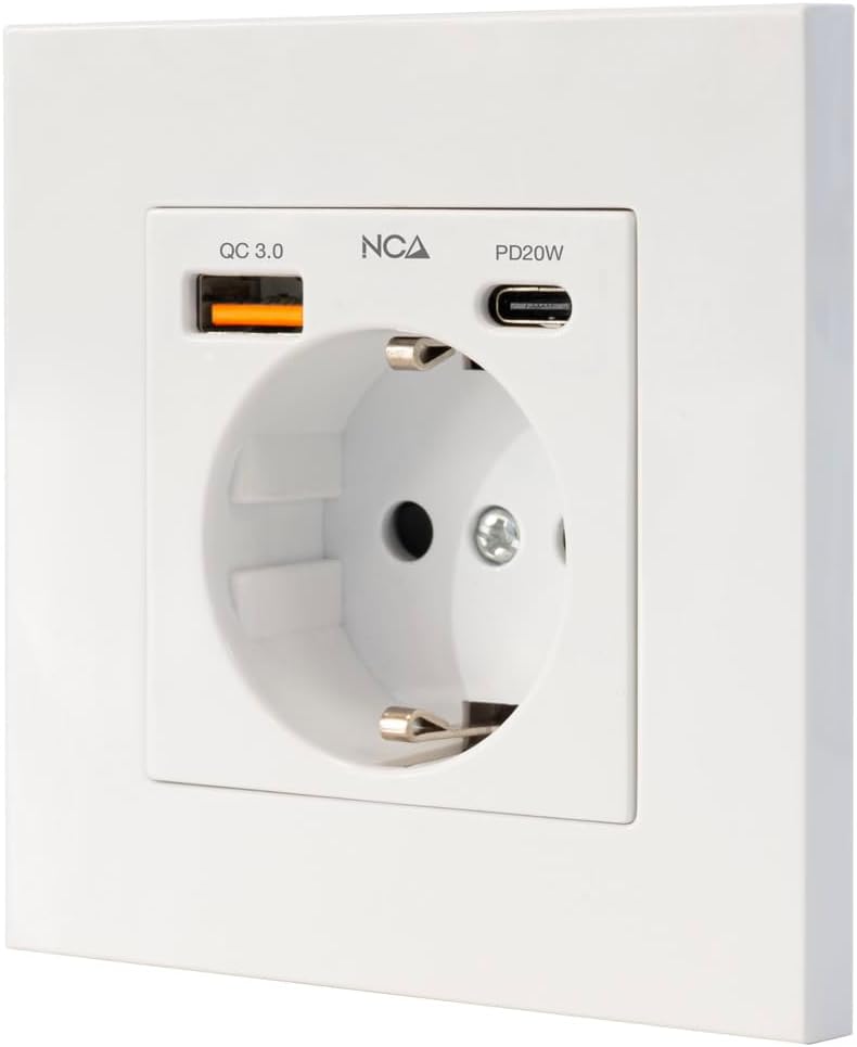 Roseta de Parede Nanocable 10 35 0011/ 1 Schuko/ 1 USB Tipo-C/ 1 USB