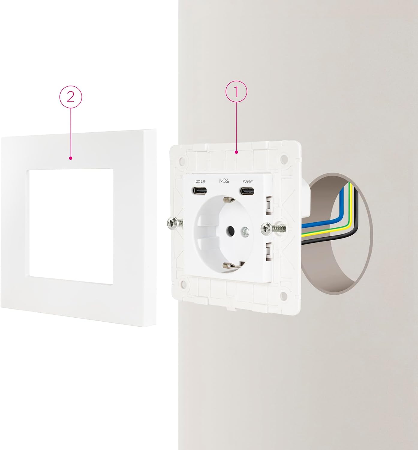 Roseta de Parede Nanocable 10 35 0012/ 1 Schuko/ 2 USB - Imagem 4