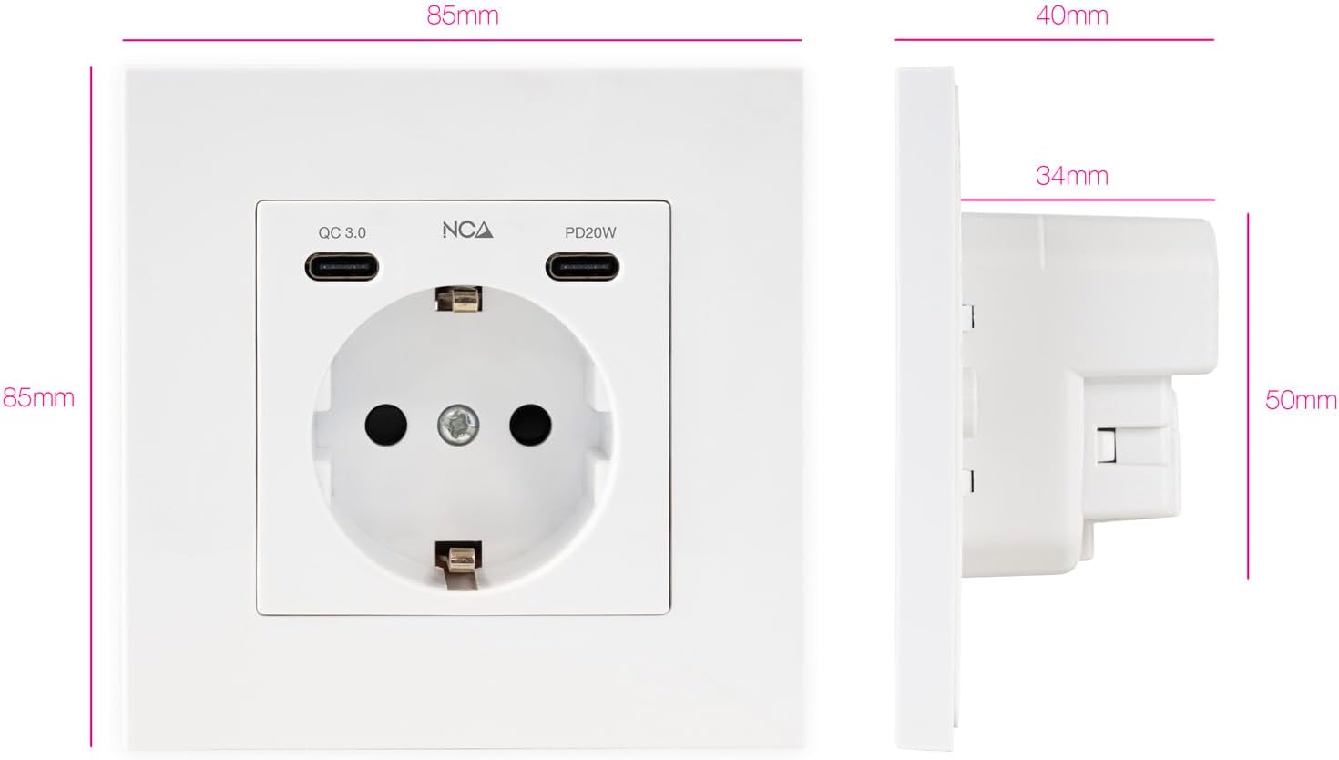 Roseta de Parede Nanocable 10 35 0012/ 1 Schuko/ 2 USB - Imagem 2
