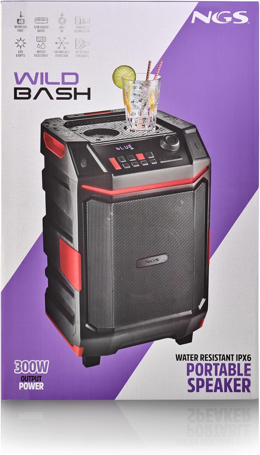 Coluna Portátil NGS Wild Bash 300W com Bluetooth Preto - Imagem 11
