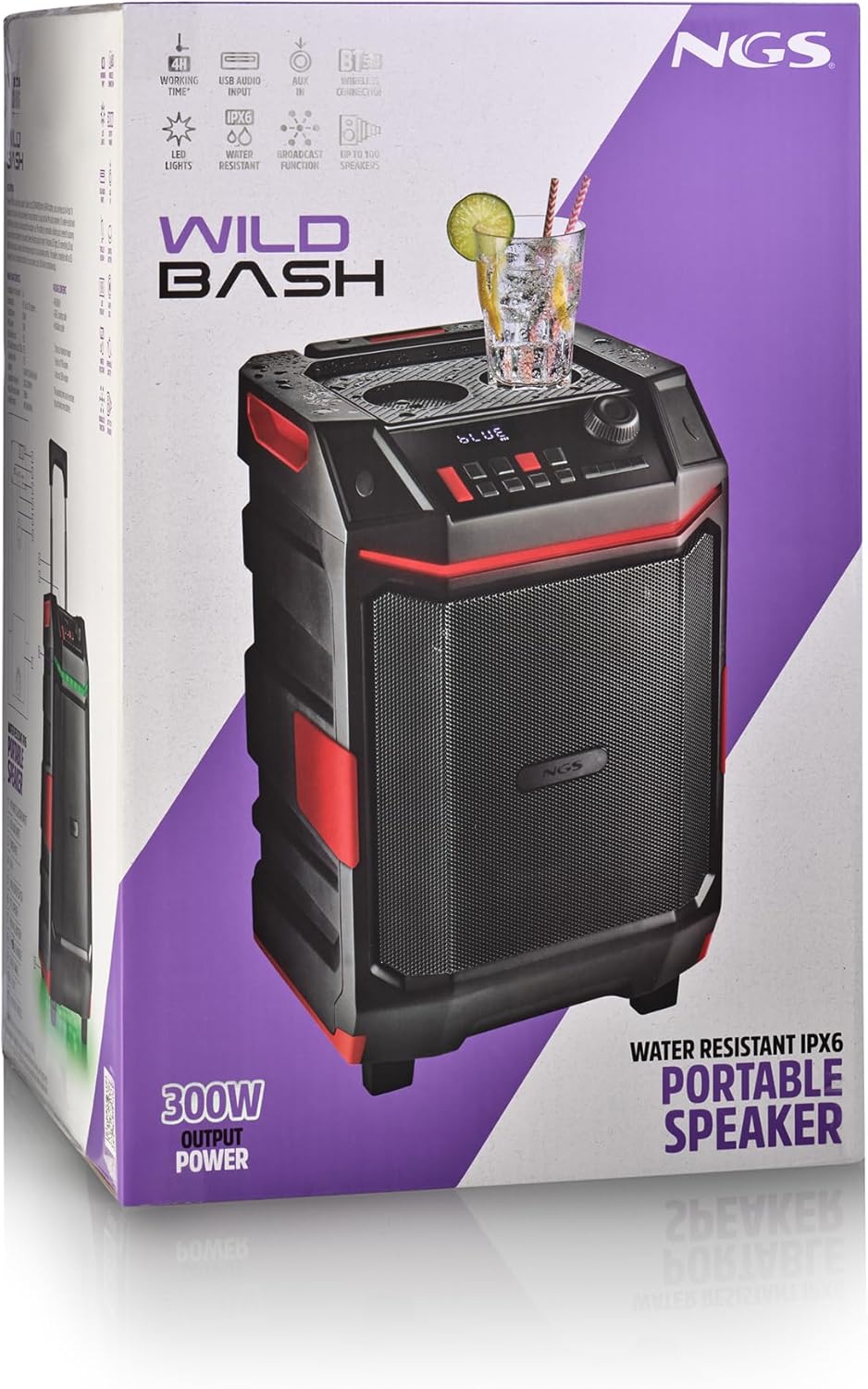 Coluna Portátil NGS Wild Bash 300W com Bluetooth Preto - Imagem 10