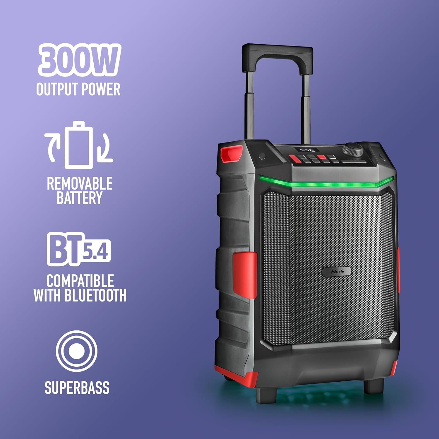 Coluna Portátil NGS Wild Bash 300W com Bluetooth Preto - Imagem 5
