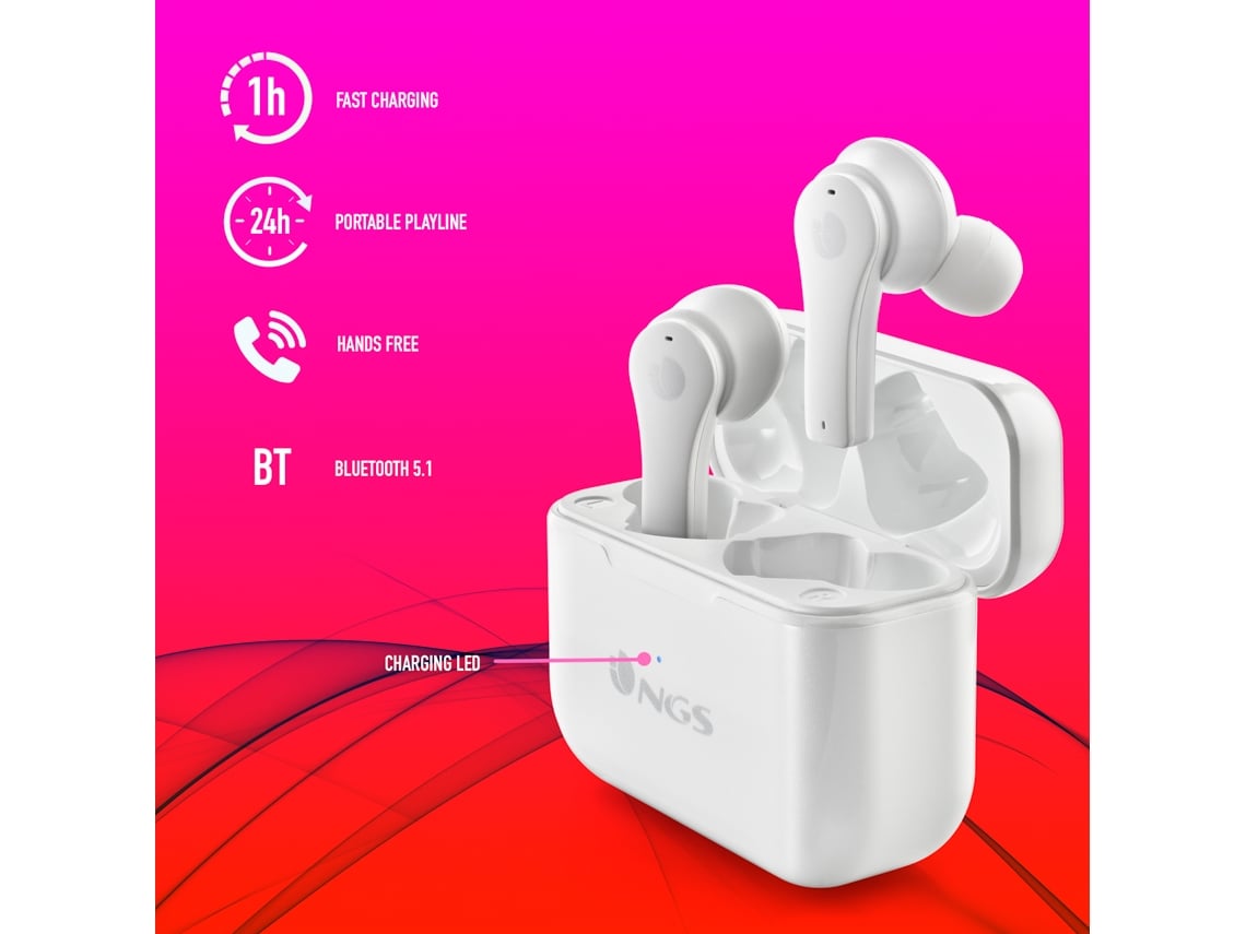 Auriculares Bluetooth NGS Ártica Bloom com estojo de carregamento/ Autonomia 6h/ Brancos - Imagem 4