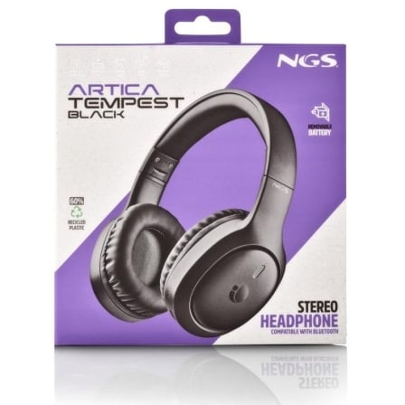 Auriculares Bluetooth NGS Artica Tempest 40mm Drivers 80h Bateria USB-C Microfone Preto - Imagem 4
