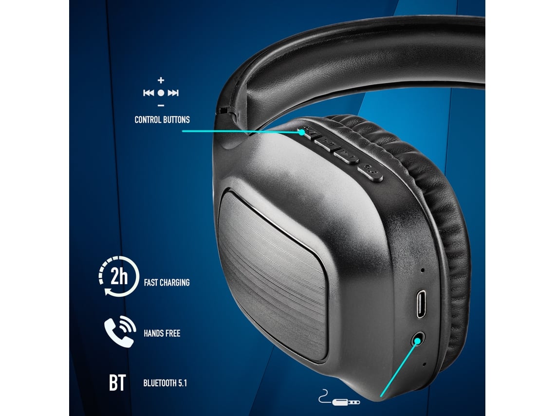 Auriculares Sem Fios NGS Artica Wrath/ com Microfone/ Bluetooth/ Pretos - Imagem 6