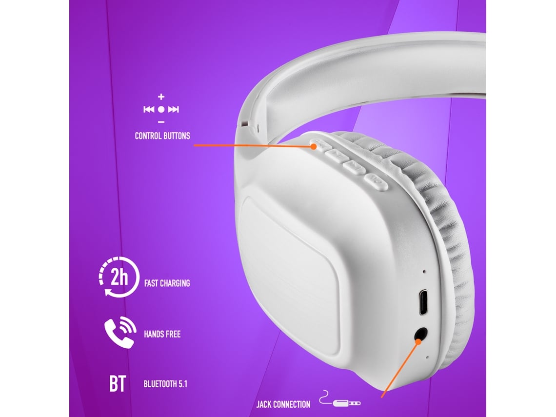 Auscultadores Sem Fios NGS Artica Wrath/ com Microfone/ Bluetooth/ Brancos - Imagem 6