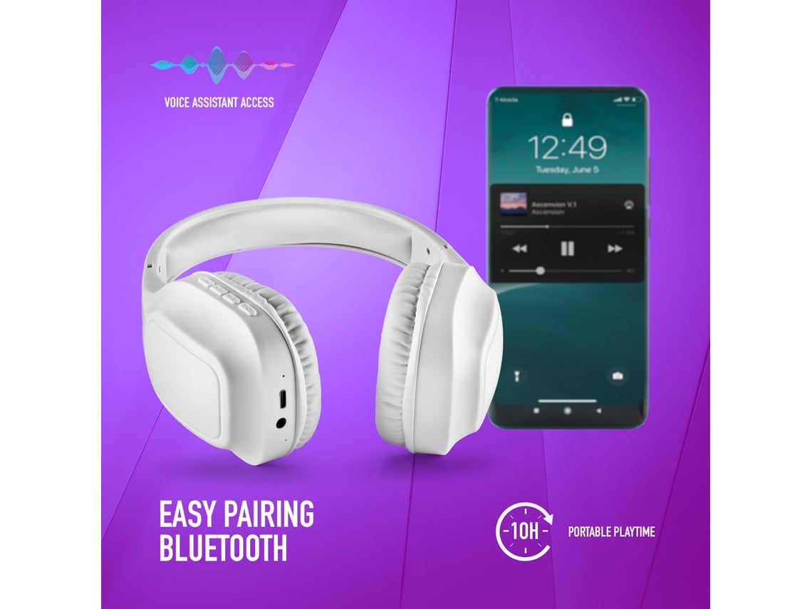 Auscultadores Sem Fios NGS Artica Wrath/ com Microfone/ Bluetooth/ Brancos - Imagem 2